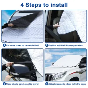 BEELAND Large Size 4-Layer Windshield Car Sunshade Cover Frostguard Winter Uv Magnetic Car Windshield Cover