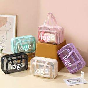 Sac de voyage étanche en PVC transparent à bandoulière unique avec séparation sec-humide pour cosmétiques, idéal pour la natation et le bain - Product Image 4
