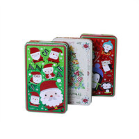 Boîte cadeau rectangulaire en métal écologique personnalisée 115x85x22mm pour cartes postales, cartes de vœux, bonbons, biscuits, emballage de Noël avec impression