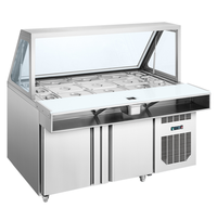 Meilleure vente compteur de bar à salade à température unique réfrigérateur fabricant de Chine refroidisseur d'affichage de refroidissement lumière LED compresseur de puissance