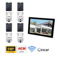 Kit kamera PTZ tenaga surya mini 4CH HD 5MP dengan layar nvr, sistem pemantauan keamanan dalam dan luar ruangan koneksi nirkabel