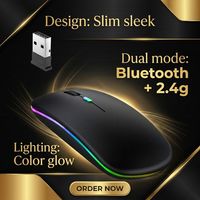 Ratón Ergonómico Inalámbrico Recargable de Modo Dual RGB Bluetooth, Ratón Bluetooth RGB Ultrafino, Ratón Silencioso para Computadora