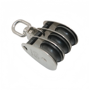 Poulie de câble métallique en acier inoxydable Poulie à triple poulie de bateau marine pivotante à roue en nylon - Product Image 6