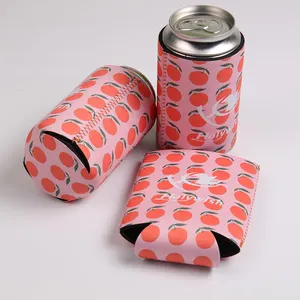 Holywish Custom Logo Print Folding Tube Neoprene Slim Can Cooler Orange Luxury Beer Cooler