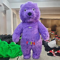 Costume de mascotte gonflable réaliste en peluche longue verte, taille adulte 2M, pour spectacle et fête à thème