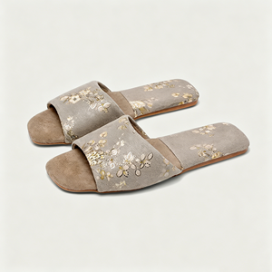 Pantuflas de Lino con Plataforma y Suela Gruesa para Verano, con Diseño Floral, Antideslizantes, Ligeras, para Mujer, para el Hogar - Product Image 4