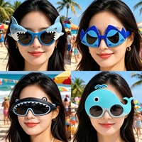 Lunettes de fête transfrontalières à thème animaux marins |   Modèle SEA001 en PC, formes amusantes de requin et d'étoile de mer, pour la plage d'été