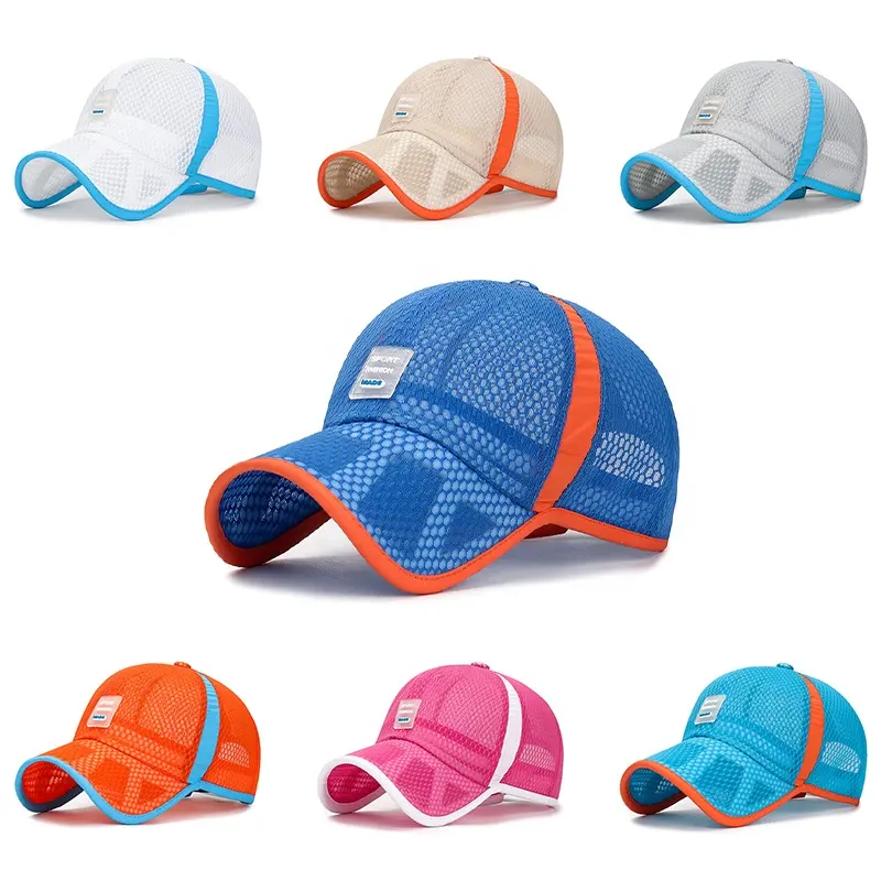 Wholesale High Quality Unisex Summer Sun protection hat Neutral 6-Panel Sport Mesh Children Kids Baseball Cap