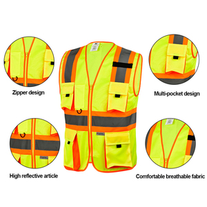 Gilet de sécurité réfléchissant haute visibilité CITICITY, multi-poches, en maille, pour ingénieurs de la construction, avec fermeture éclair - Product Image 5