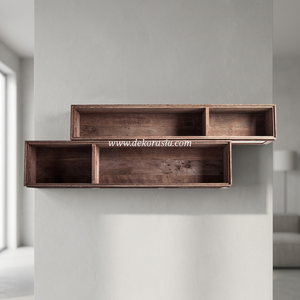 Estante de Pared Pesaro de Madera de Teca Ecológica, Estante de Almacenamiento Multifuncional para Ahorrar Espacio, para Hogar, Cocina, Sala de Estar - Product Image 3