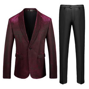 男士西装修身<span class=keywords><strong>3</strong></span>件套纽扣西装婚礼舞会礼服蝴蝶结格子夹克裤子套装 - Product Image 5