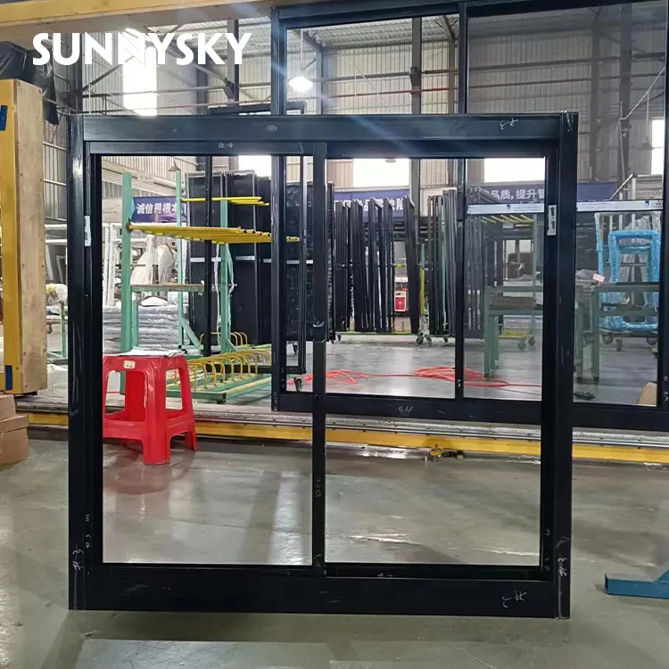 Sunnysky fabrika özel tasarım amerikan tarzı vinil sürgülü çift camlı pencere