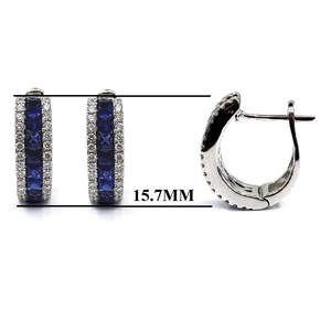 China Jewellery Factory Xmas Ladies Jewellery 18k <b>White</b> Gold High Quality Diamond Blue Sapphire Huggie Earrings for Donna - Product Image 2