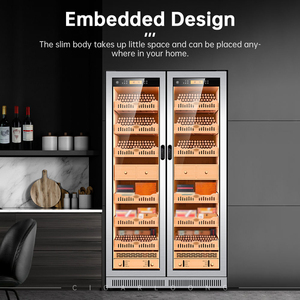 Humidor Elettrico 320C per Sigari, Cella Frigorifera Premium a Doppia Porta in Legno, Armadio Combinato per Sigari e Vino con Controllo Climatico - Product Image 3