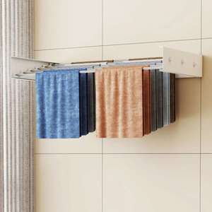 ราวตากผ้าแบบพับได้ติดผนังแบบมีกาวในตัวสำหรับห้องน้ำ - Product Image 3
