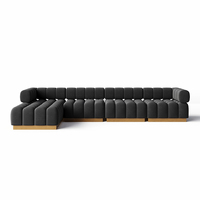 Table basse ronde design FERLY, fauteuil lounge et ensemble de canapés modulaires 5 pièces