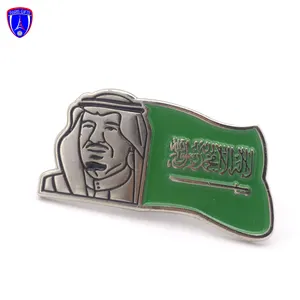 Wholesale custom magnet Saudi metal pin national day Saudi Arabia flag brooch pin badge with magnet