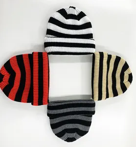 Bán Buôn Đa-Màu Sắc Không Vành Mũ Với Đôi Hạt Và 6 Góc Đảo Ngược Mái Eaves Beanie Biểu Tượng Tùy Chỉnh Beanie