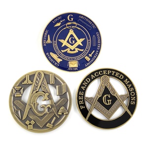 Moneta Commemorativa Massonica con Simbolo Antico di Squadra e Compasso, Emblema per Auto della Fraternità - Product Image 4