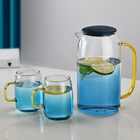 Carafe en verre pour eau froide, ensemble de tasses, en borosilicate haute résistance, résistant aux hautes températures, grande capacité, épaissi