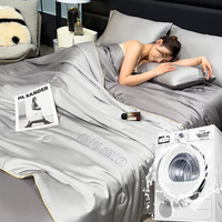 Parure de lit quatre pièces en soie glacée rafraîchissante pour l'été, garnissage en fibre de polyester, style moderne et minimaliste, idéale pour les étudiants