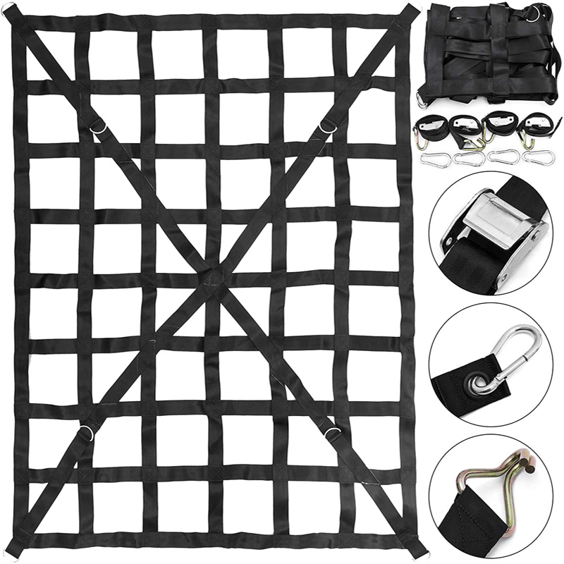 Wholesale Price Heavy Duty Luggage Outdoor Cargo Net Cross Strap Polyester Truck Bed Cargo Net Truck Tailgate Net