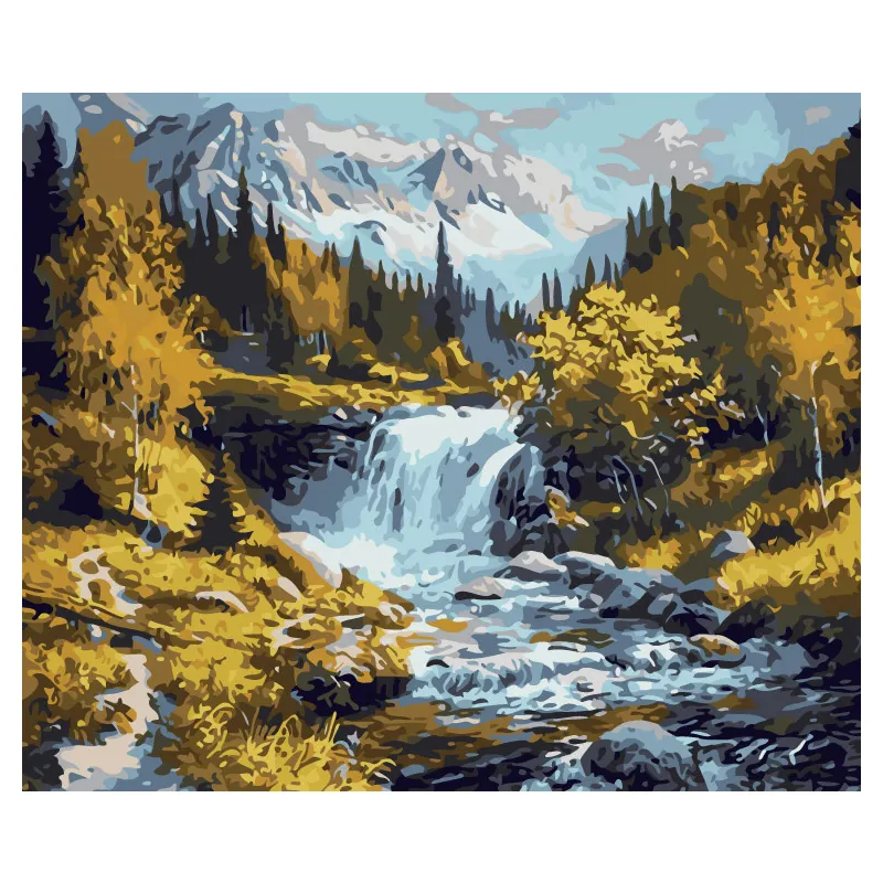 तेल चित्रकला वन पानी और पहाड़ों नंबर तक पेंट चित्र कैनवास कला दीवार कला सजावटी पेंटिंग कैनवास पर