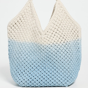 Bolso de mano personalizado de gran capacidad con parte superior abierta de ganchillo para mujer, bolso de compras de hombro de playa de viaje de fin de semana duradero - Product Image 2