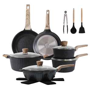 Hot bán 17 cái siêu đáng tin cậy không dính Cookware Set Chất lượng cao Thiết kế hiện đại chậu Chảo cảm ứng dưới cho nhà nấu ăn - Product Image 5