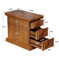 Table d'appoint étroite Tribesigns avec 3 tiroirs, table d'appoint de canapé en noyer vintage, table de chevet rectangulaire en bois Table de chevet mince