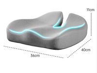 Coussin de siège carré ergonomique en mousse à mémoire de forme 100% polyester antidérapant lavable pour les douleurs du bas du dos, la sciatique et la pression sur le coccyx