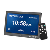 Andoer relógio digital, 10 polegadas 1024*600 ips relógio digital alarme calendário e moldura de fotos 2.4g controle remoto moldura digital