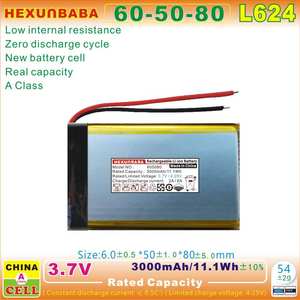 605080 3.7V 3000mAh 2 fili 11.1Wh batteria ai polimeri di litio per Tablet PC Ebook Speaker POWER BANK L624 - Product Image 3