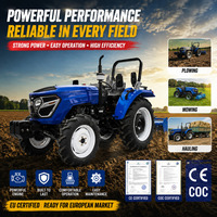 Tracteur agricole à roues certifié CE COC, 70 CV, 4x4, avec charrue rotative et pneus à crampons
