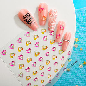 맞춤형 도매 방수 두꺼운 3D 모조 다이아몬드 젬 네일 데칼 스티커 하트 모양 네일 아트용-무독성 - Product Image 3