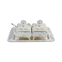 Cadeau de mariage, ornement de luxe, magnifique design paon, pots à lait et à sucre avec émail et bols à bonbons, ensemble de 2 pièces, style européen