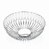 Cesta Redonda de Alambre Metálico Premium, Organizador de Cocina Multiusos Resistente para Almacenar Frutas, Pan, Verduras y Aperitivos