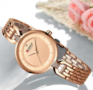 Montre CURREN 9052 pour femme, double calendrier, étanche, lumineuse, cadran rond, bracelet en acier inoxydable, montre à quartz pour femme - Product Image 6