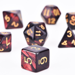 Juego de dados poliédricos de 7 troqueles para mazmorras y dragones, con bolsa negra (rojo y negro) - Product Image 4