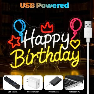 Happy Birthday Neon LED Indoor Hanging Ambient Light Shop <b>Sign</b> Wall Decoration Light Entrance Indicator Lighting <b>Sign</b> 5V 12V - Product Image 2