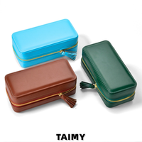 Boîte à bijoux portable en cuir PU avec logo personnalisé, étui de rangement à fermeture éclair pour montres, organisateur de colliers, bagues et boucles d'oreilles pour l'emballage de bijoux