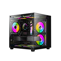 Boîtier PC de bureau MicroATX AntarcChill avec verre trempé double face et 7 ventilateurs, design gaming élégant, léger et transparent, en stock