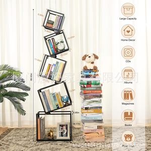Estantería Five Elements de 5 niveles, negra, que ahorra espacio, para almacenamiento moderno y muebles creativos - Product Image 3