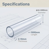 Tube acrylique transparent OD 155-500 mm, cylindre creux en PMMA, épaisseur de paroi 5 mm, découpé sur mesure pour abat-jour, usage industriel