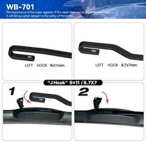 Accesorios para Automóviles Meto, Escobilla Limpiaparabrisas Híbrida para Gancho J y U, Venta al por Mayor de Fábrica - Product Image 4