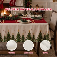 Nappe de Noël personnalisée en forme de sapin avec bordure en ruban rouge, pour table de salle à manger, événements hivernaux et banquets – Fournisseur