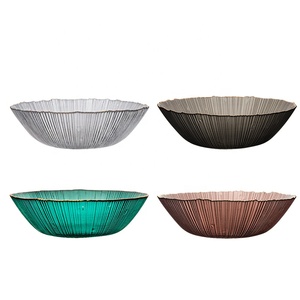 Bol à salade en verre soufflé à la bouche personnalisable, à bord doré moderne et luxueux, peint à la <span class=keywords><strong>main</strong></span>, facile à laver, ensemble de bols à dessert, best-seller - Product Image 3