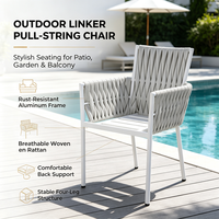 Chaise de salle à manger en aluminium tressé pour l'extérieur, fauteuil de patio résistant aux intempéries pour jardin, cour, balcon, café