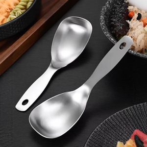 Stainless steel square head rice spoon short handle large spoon deep spoon household rice spoon restaurant dish spoon - Product Image 3