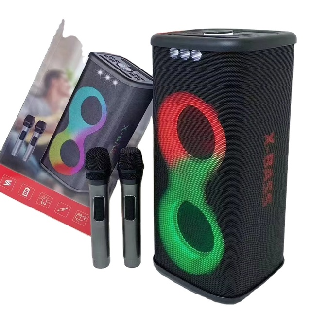 JBK-4211 RGB Double 4-inch Professional Portable RGB Lamp Stereo Blue Tooth Speaker With Microphone for Party Use KTV DJ Karaoke